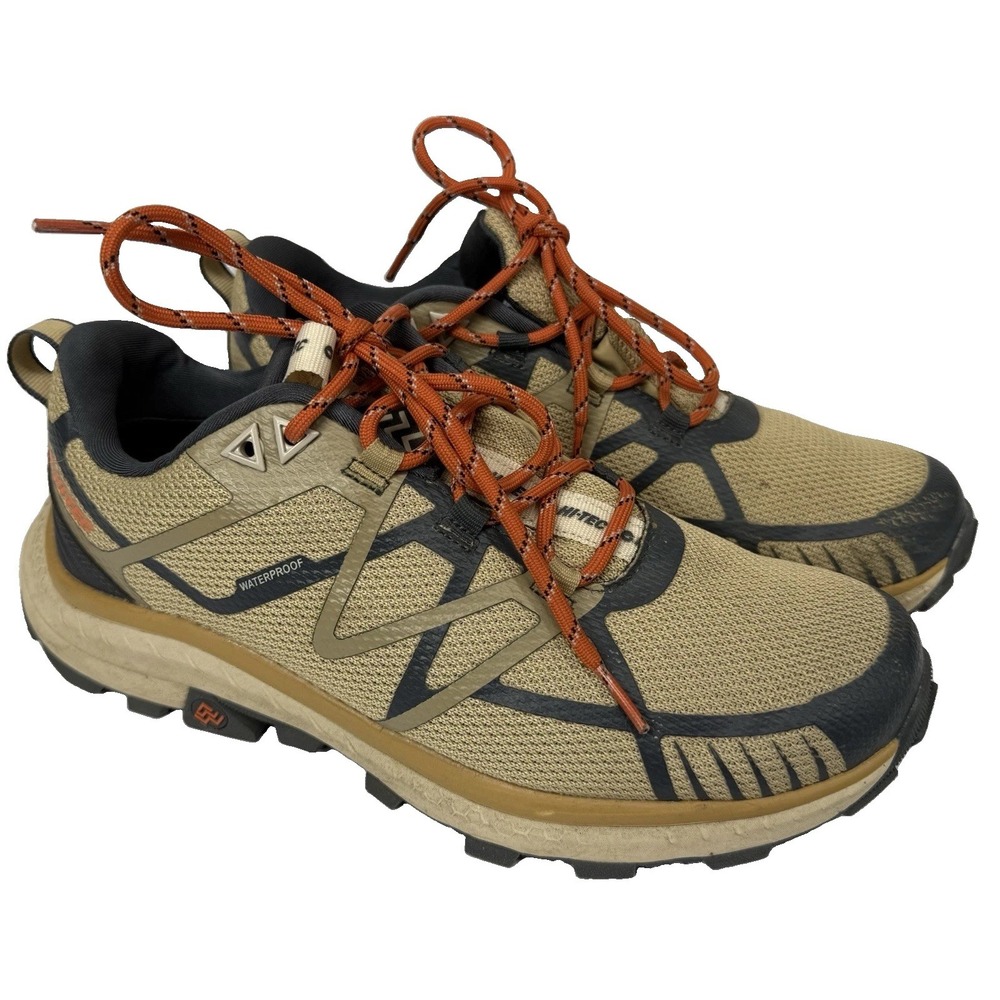 NEW Hi-Tec Men's AWW Mauna Hiker WP Waterproof Shoes Tan/ DK Grey/ Orange US 8